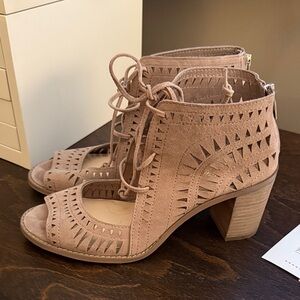 Vince Camuto Blush Lace-Up Cut-Out Heels